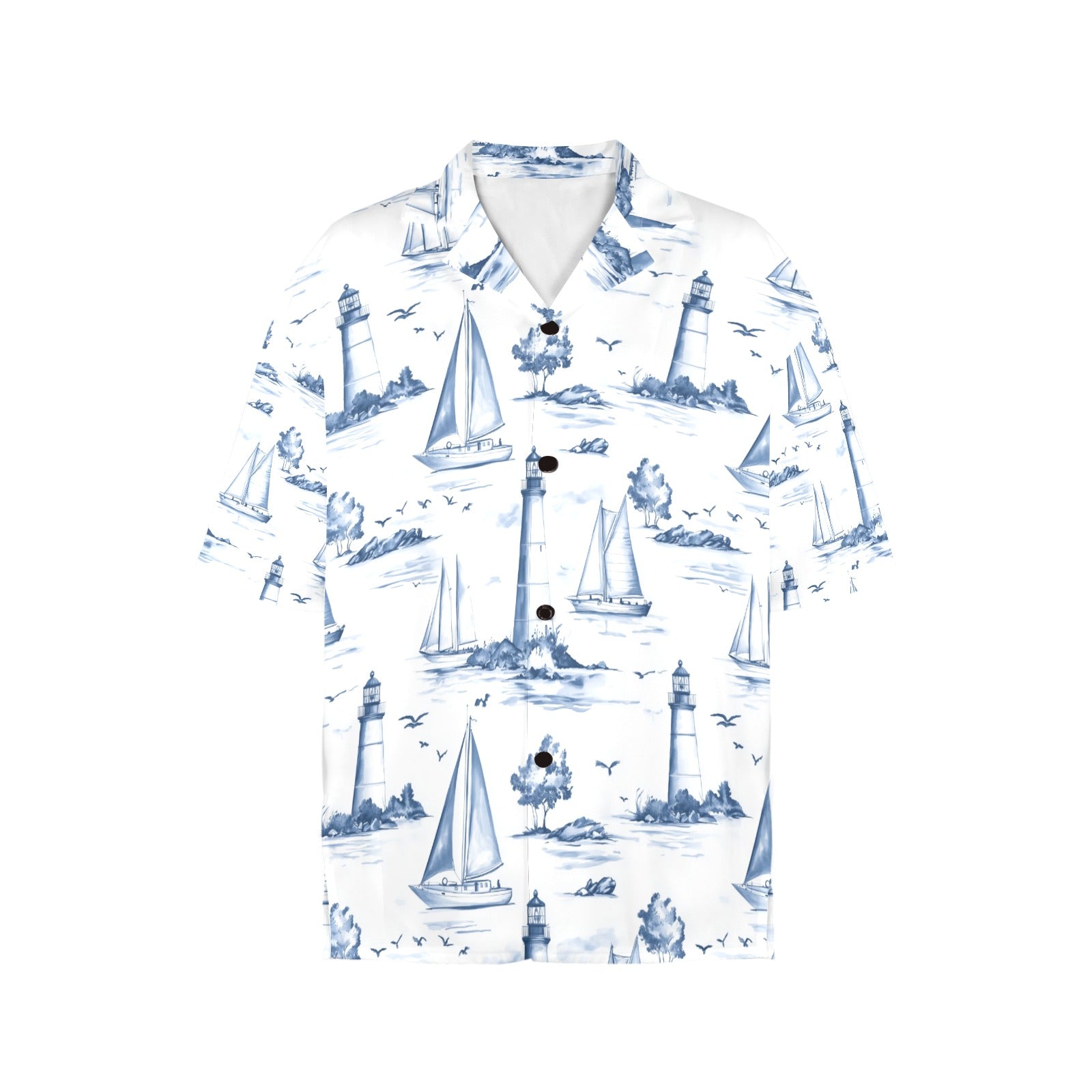 Sailing Away Nautical Women's All Over Print Hawaiian Shirt Made in USA