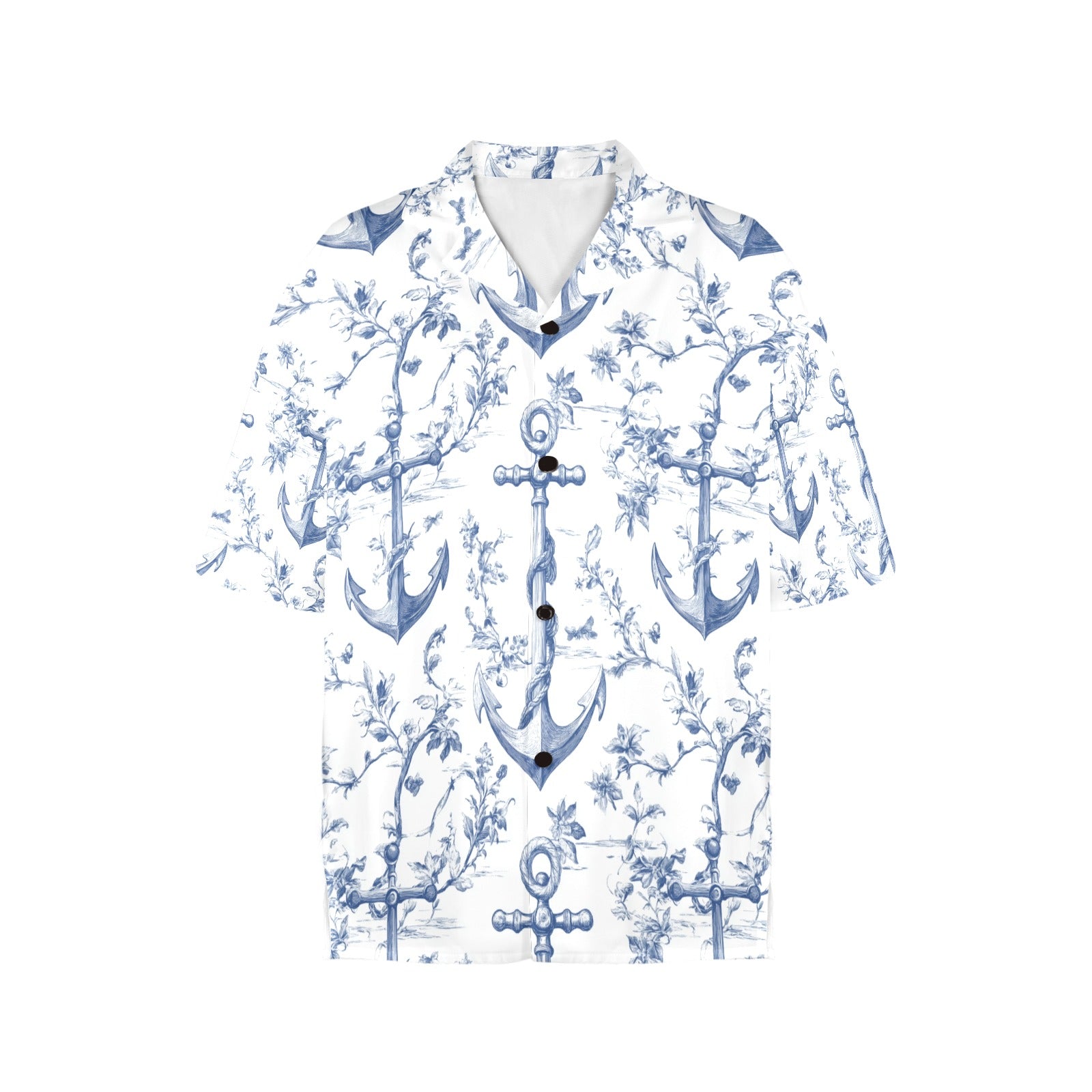 Ships Anchor Nautical Women's All Over Print Hawaiian Shirt Made in USA