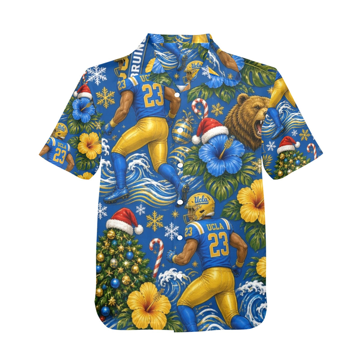 UCLA Christmas Men's All Over Print Hawaiian Shirt Made In USA Ships to USA Only