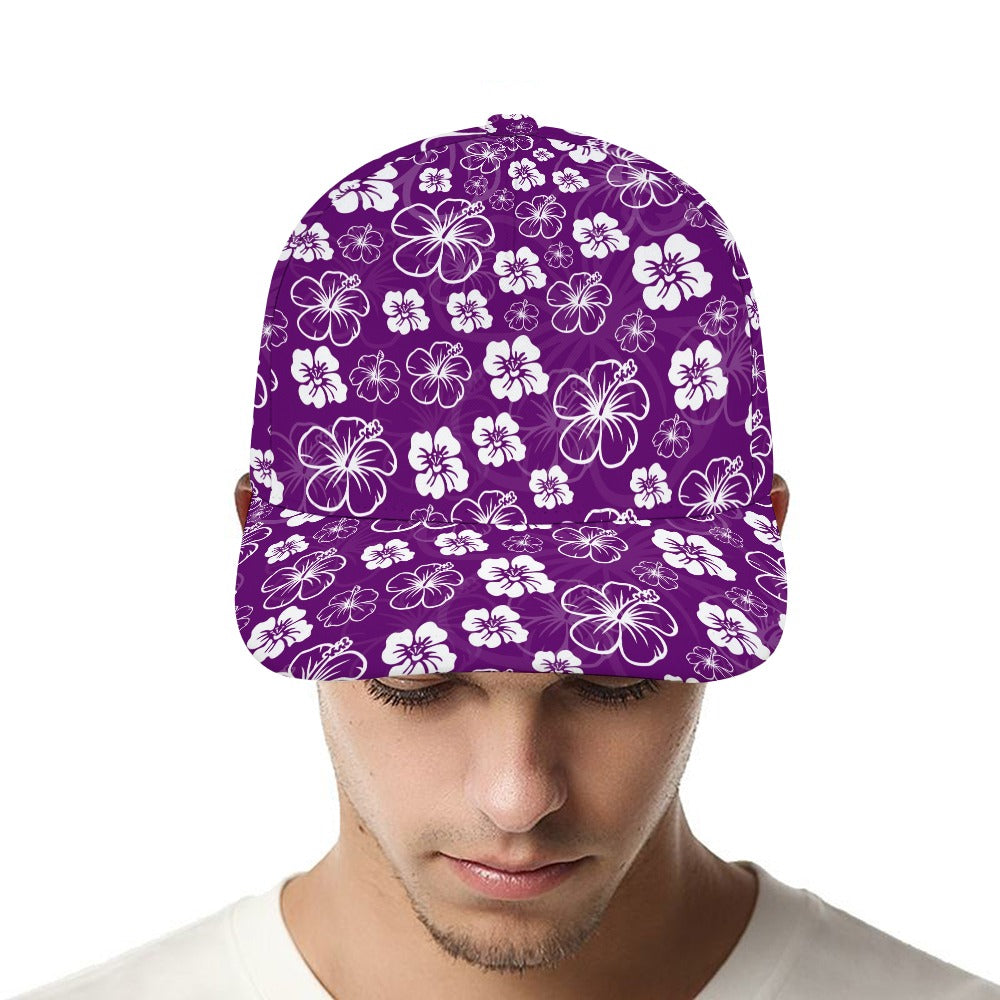 Purple Hawaiian Print Baseball Cap Free Shipping