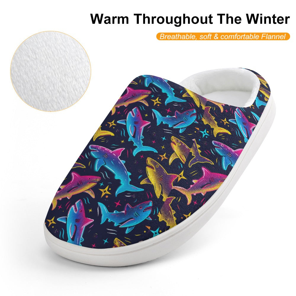 Sharks children's home cotton slippers Free Shipping
