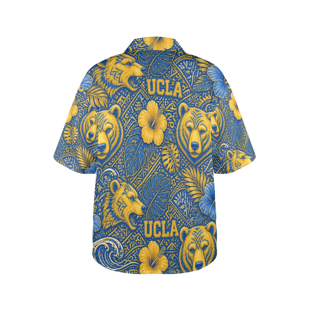 UCLA Women's All Over Print Hawaiian Shirt （Made in USA Ships to USA Only）