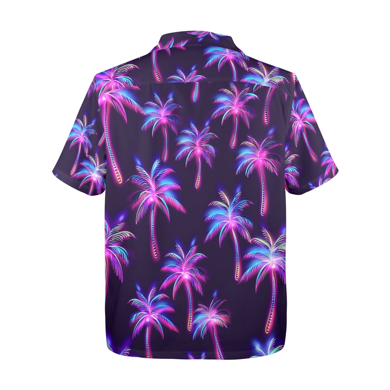 Neon Palm Trees Men's All Over Print Hawaiian Shirt Made In USA Ships to USA Only