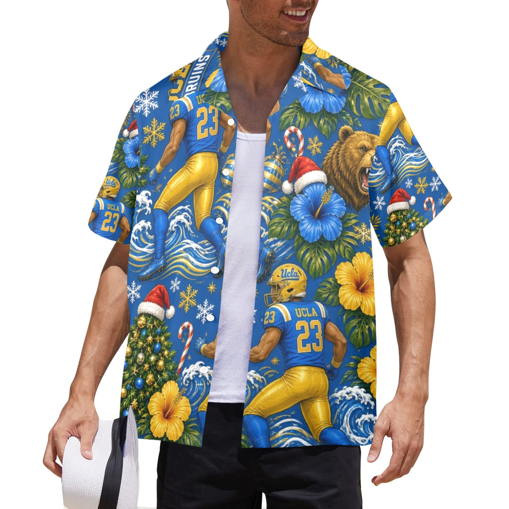 UCLA Christmas Men's All Over Print Hawaiian Shirt Made In USA Ships to USA Only
