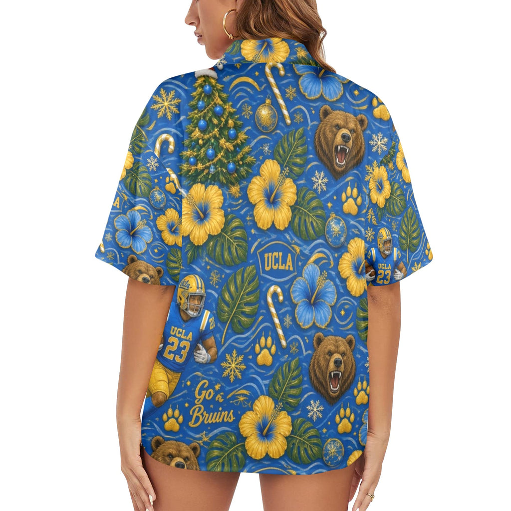 UCLA Christmas Women's All Over Print Hawaiian Shirt （Made in USA Ships to USA Only）