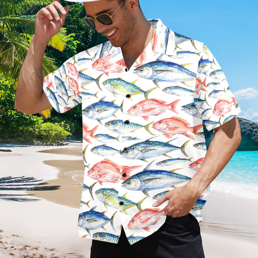 Something's Fishy - With Your Story  Men's All Over Print Hawaiian Shirt Made In USA Ships to USA Only