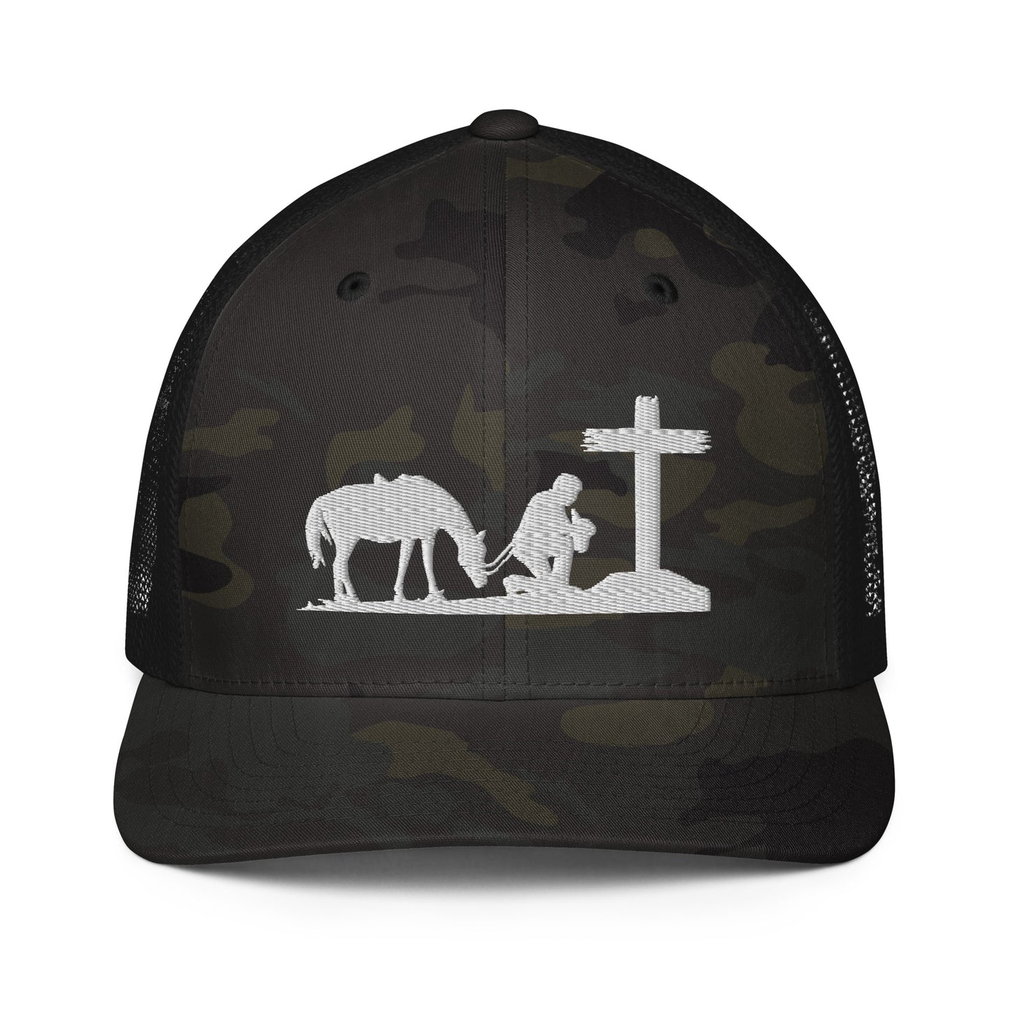 Cowboy Praying to GOD - Closed-back trucker cap