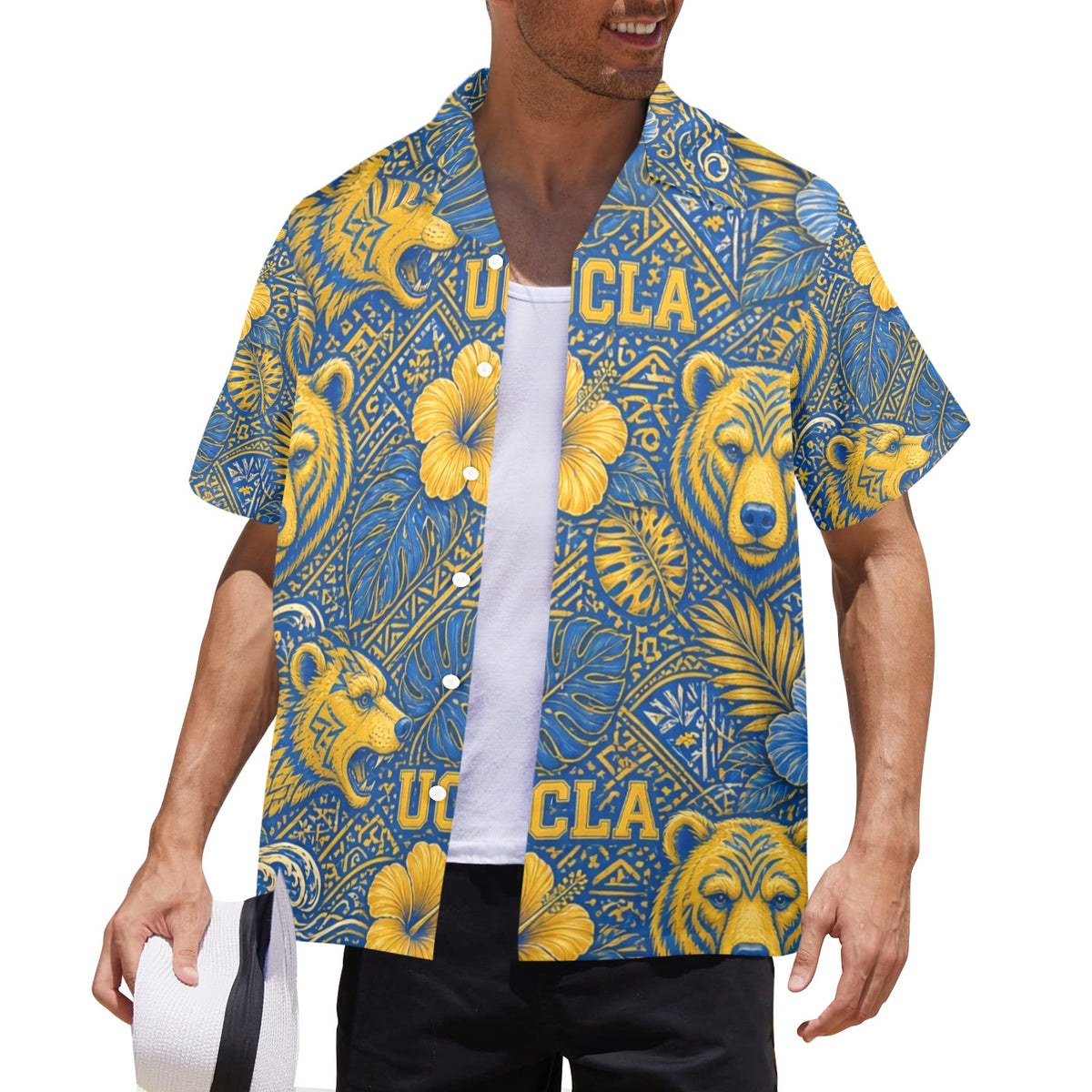 UCLA  Men's All Over Print Hawaiian Shirt Made In USA Ships to USA Only