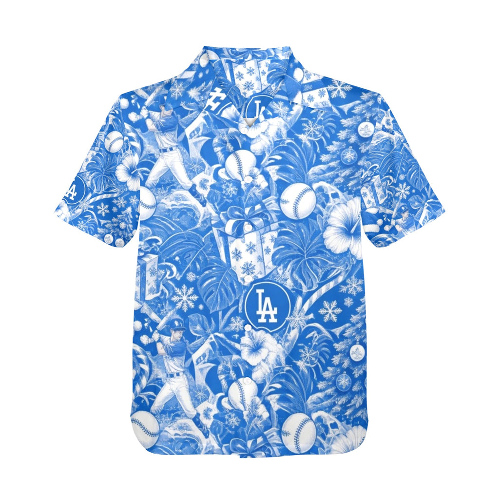 Dodgers Christmas Men's All Over Print Hawaiian Shirt Made In USA Ships to USA Only