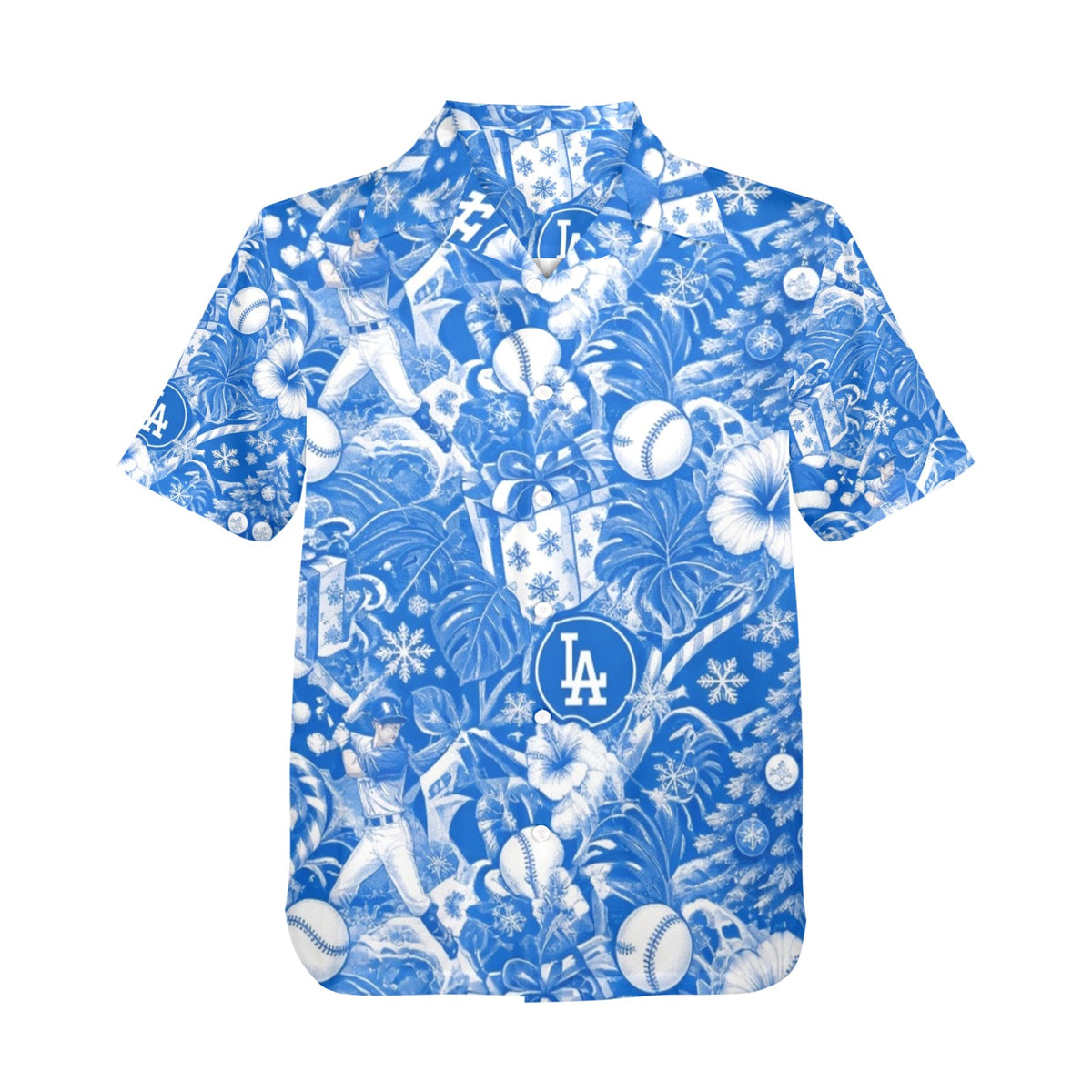 Dodgers Christmas Men's All Over Print Hawaiian Shirt Made In USA Ships to USA Only