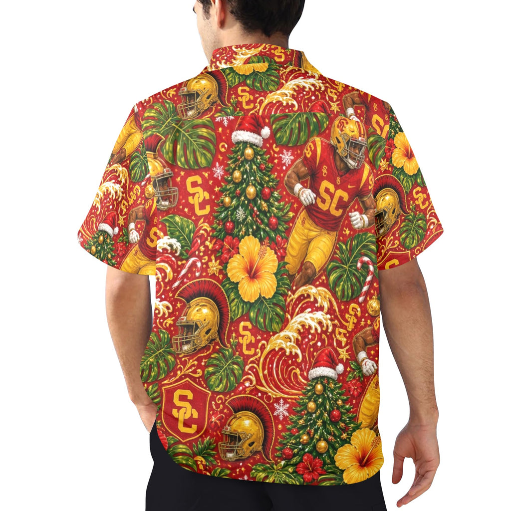 USC Christmas Men's All Over Print Hawaiian Shirt Made In USA Ships to USA Only