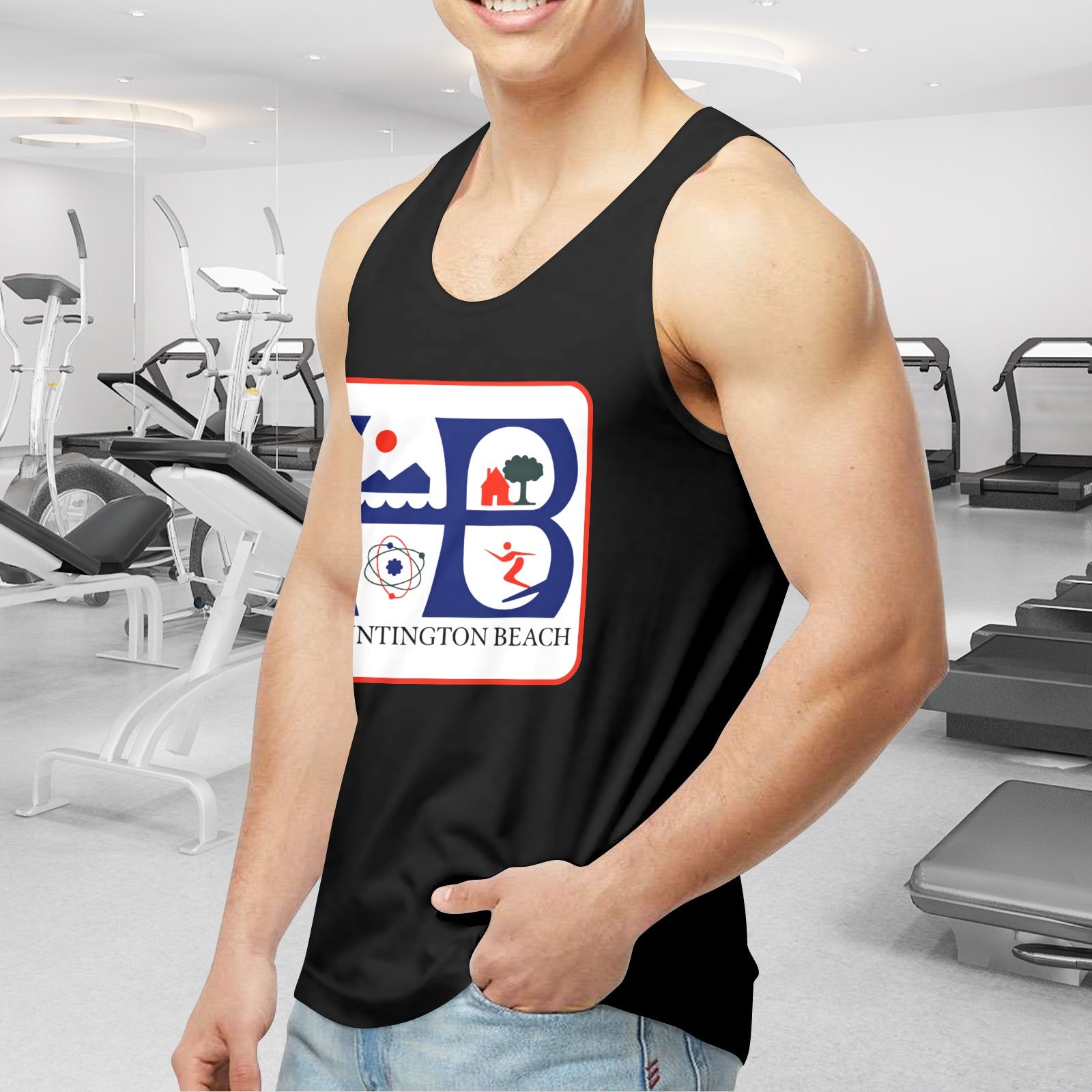 Huntington Beach California Men's Tank Top Made in USA