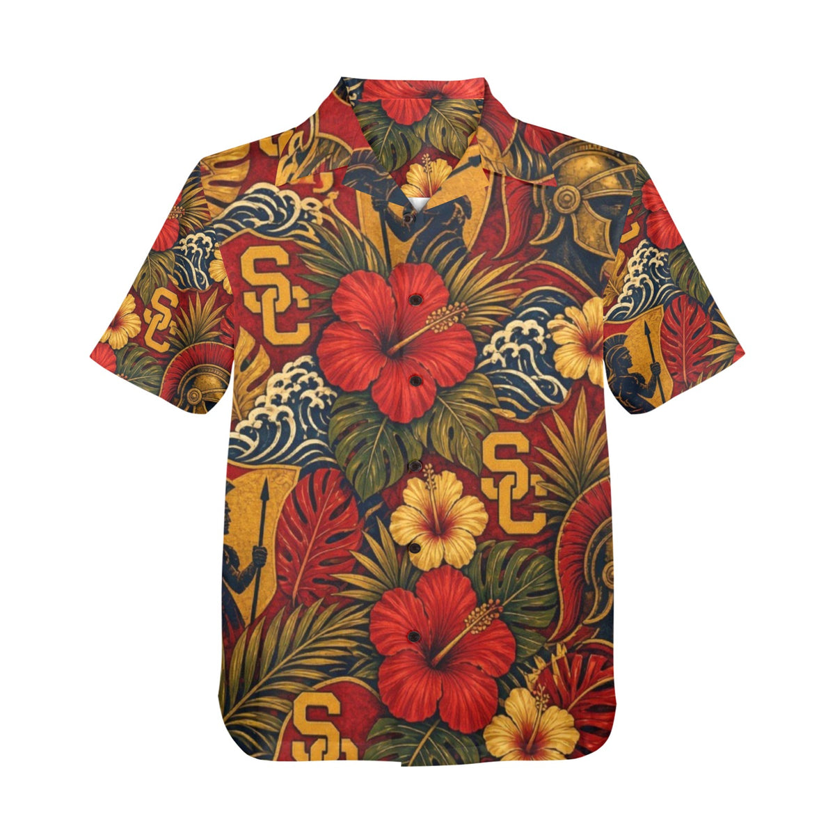USC Men's All Over Print Hawaiian Shirt Made In USA Ships to USA Only