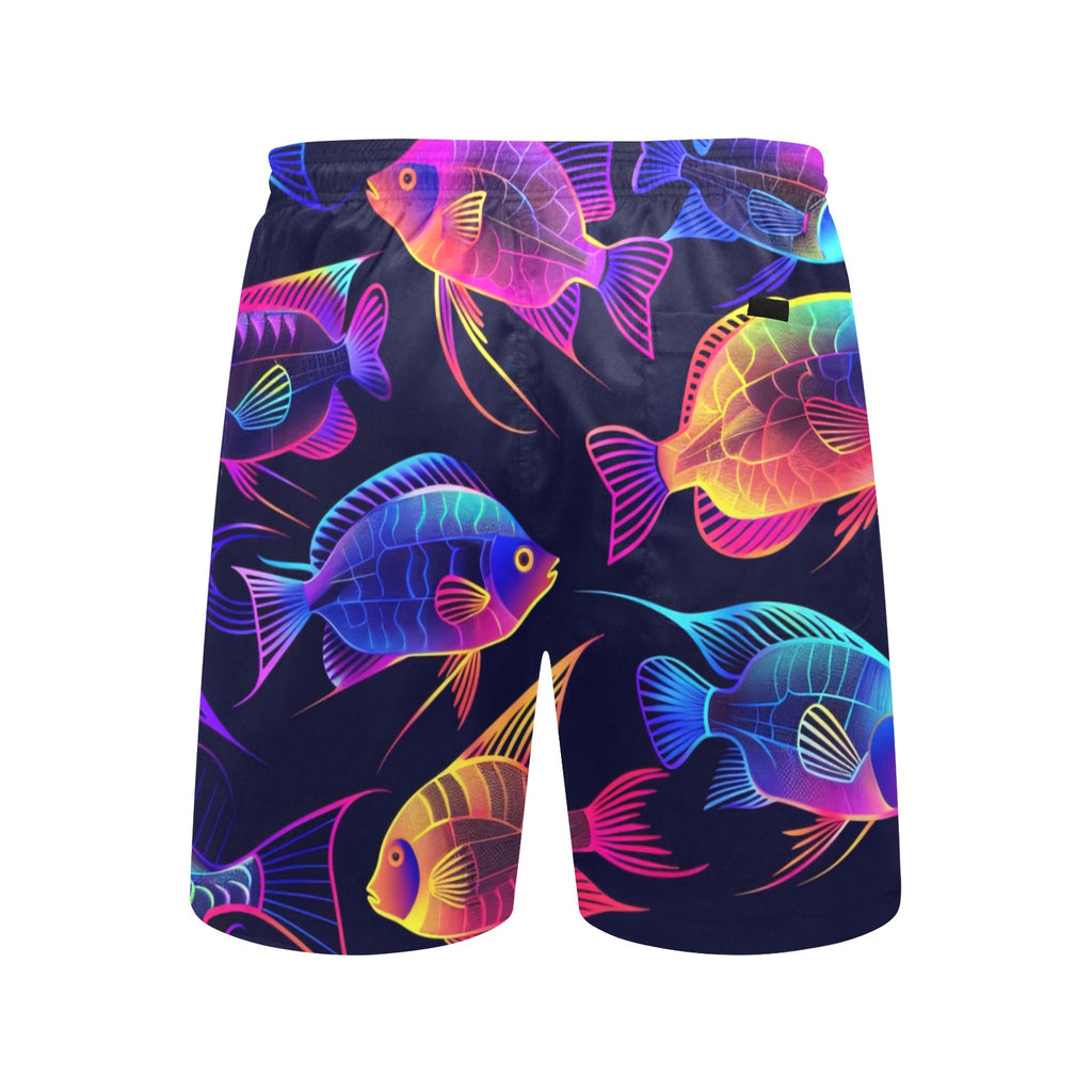 Hawaiian Tropical Fish Men's Mid-Length Beach Shorts