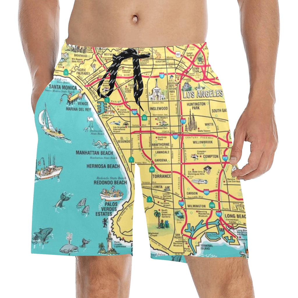 South Bay Local Map Men's Mid-Length Beach Shorts
