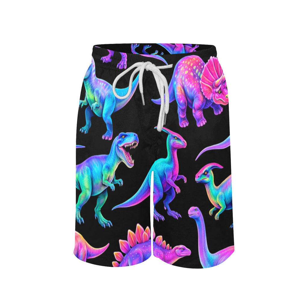 Neon Dinos Boys' Causal Beach Shorts