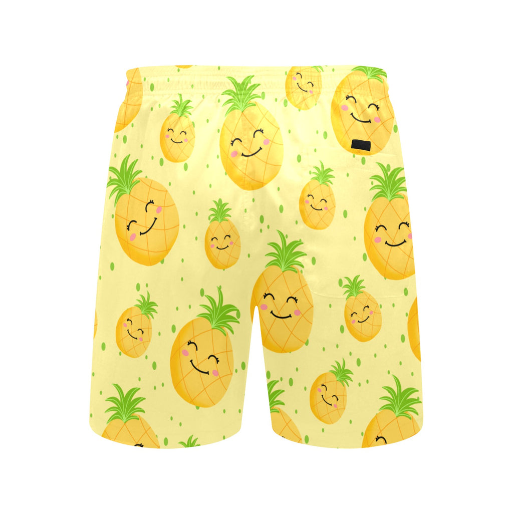 Pineapple Smiles Men's Mid-Length Beach Shorts Free Shipping