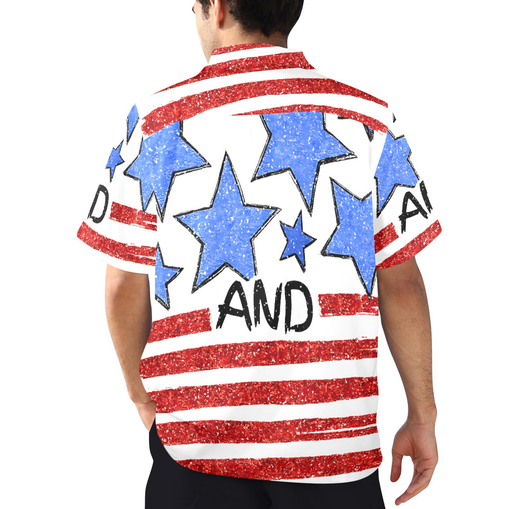 Stars and Strips Men's All Over Print Hawaiian Shirt Made In USA