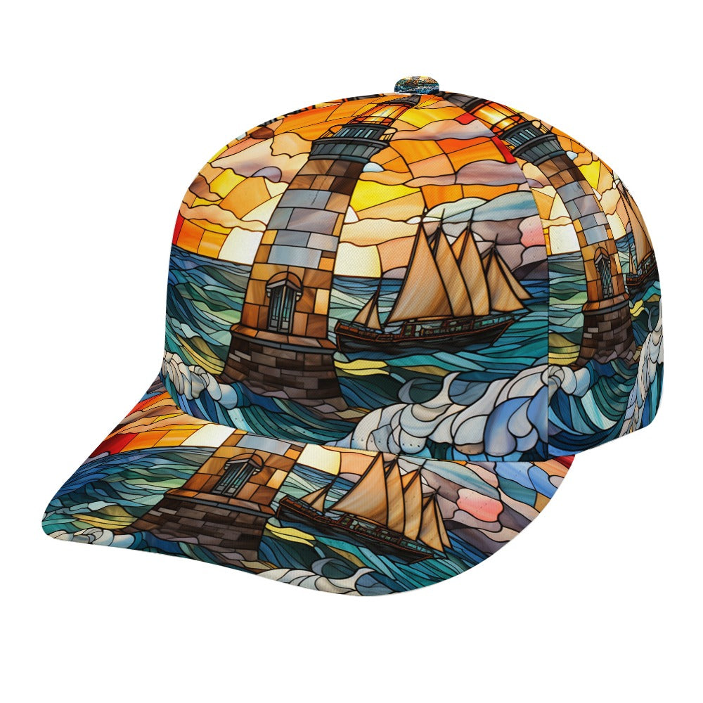 Stain glass Lighthouse Baseball Cap Free Shipping