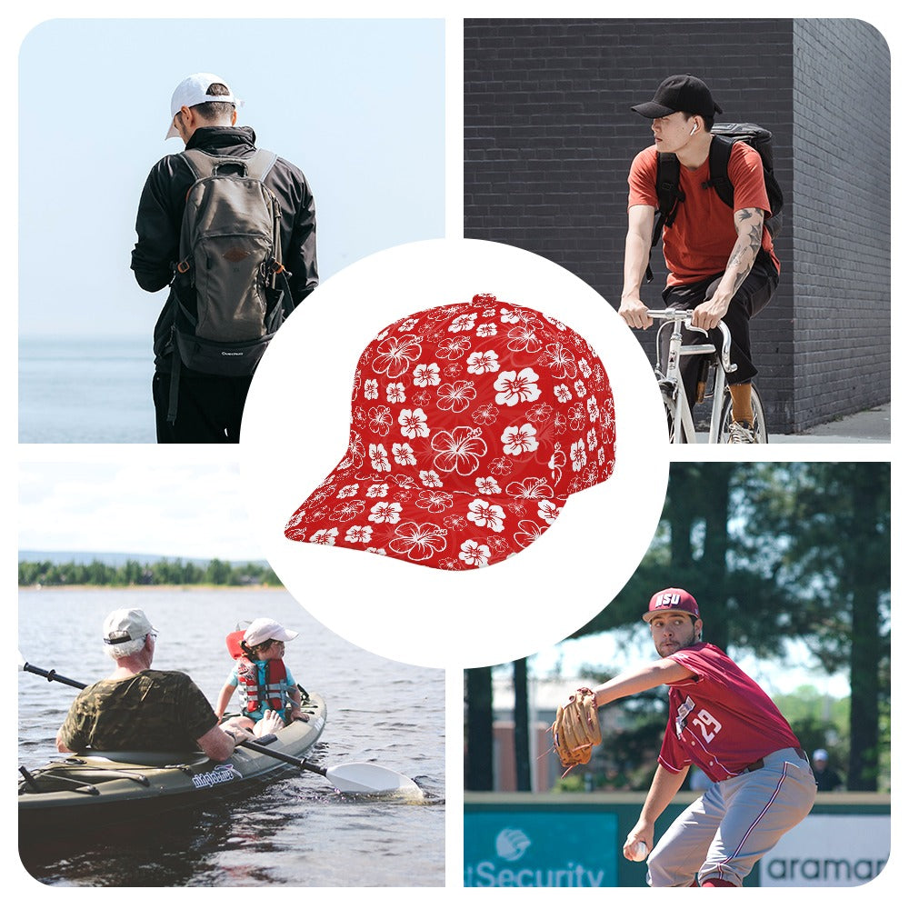 Red Hawaiian Print Baseball Cap Free Shipping
