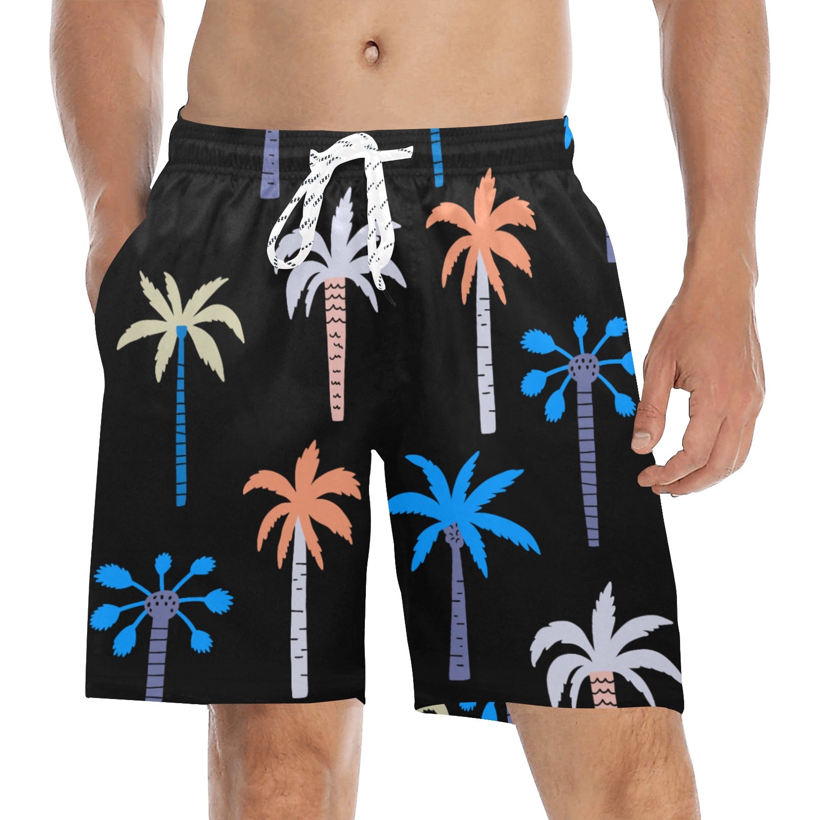 Palm Tree Men's Mid-Length Beach Shorts Free Shipping