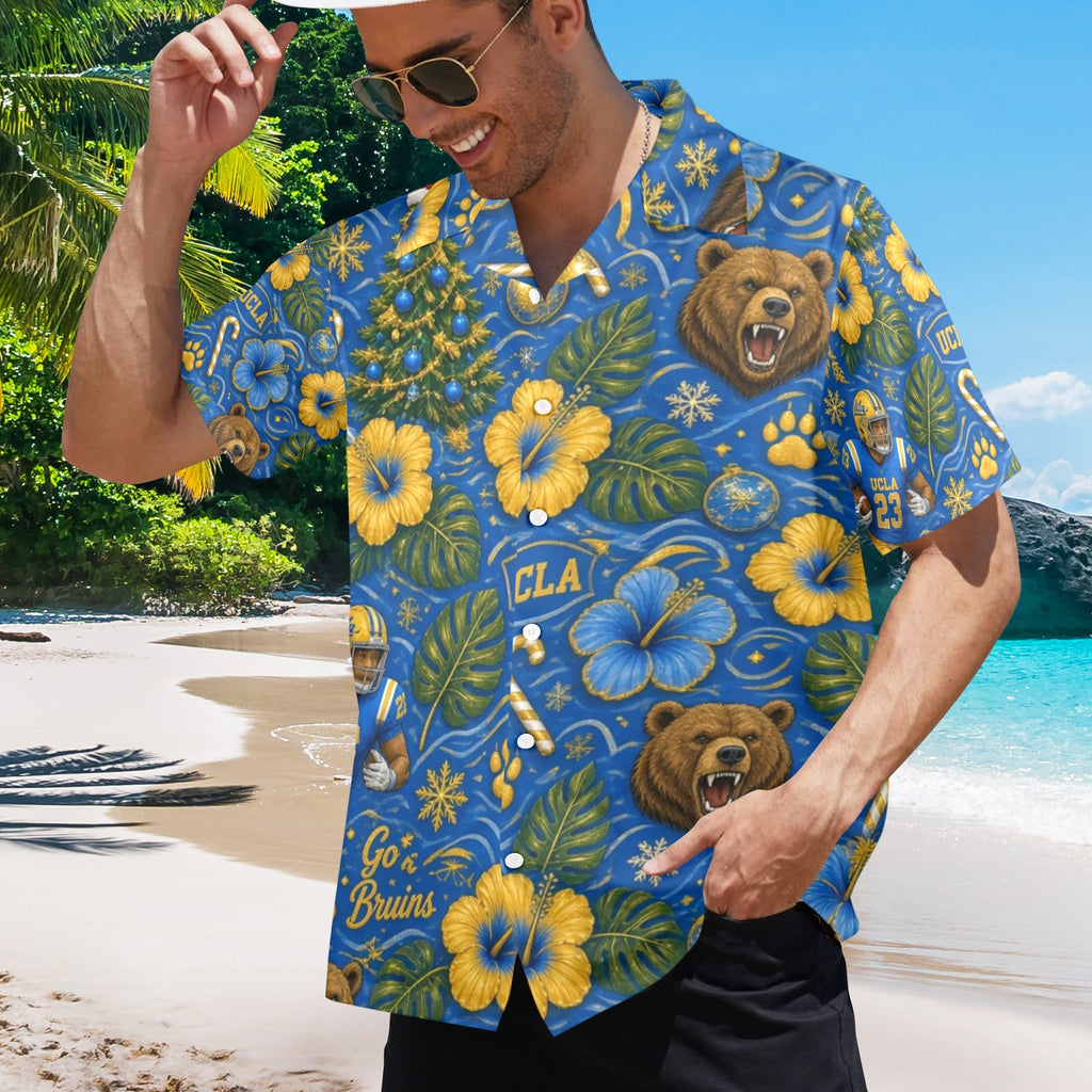 UCLA Christmas Men's All Over Print Hawaiian Shirt Made In USA Ships to USA Only