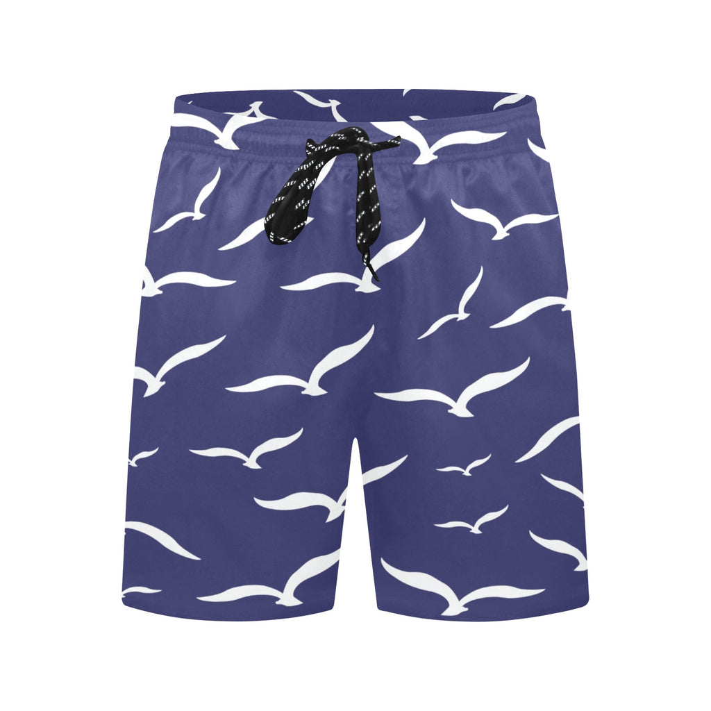 Nautical Sea Birds Men's Mid-Length Beach Shorts