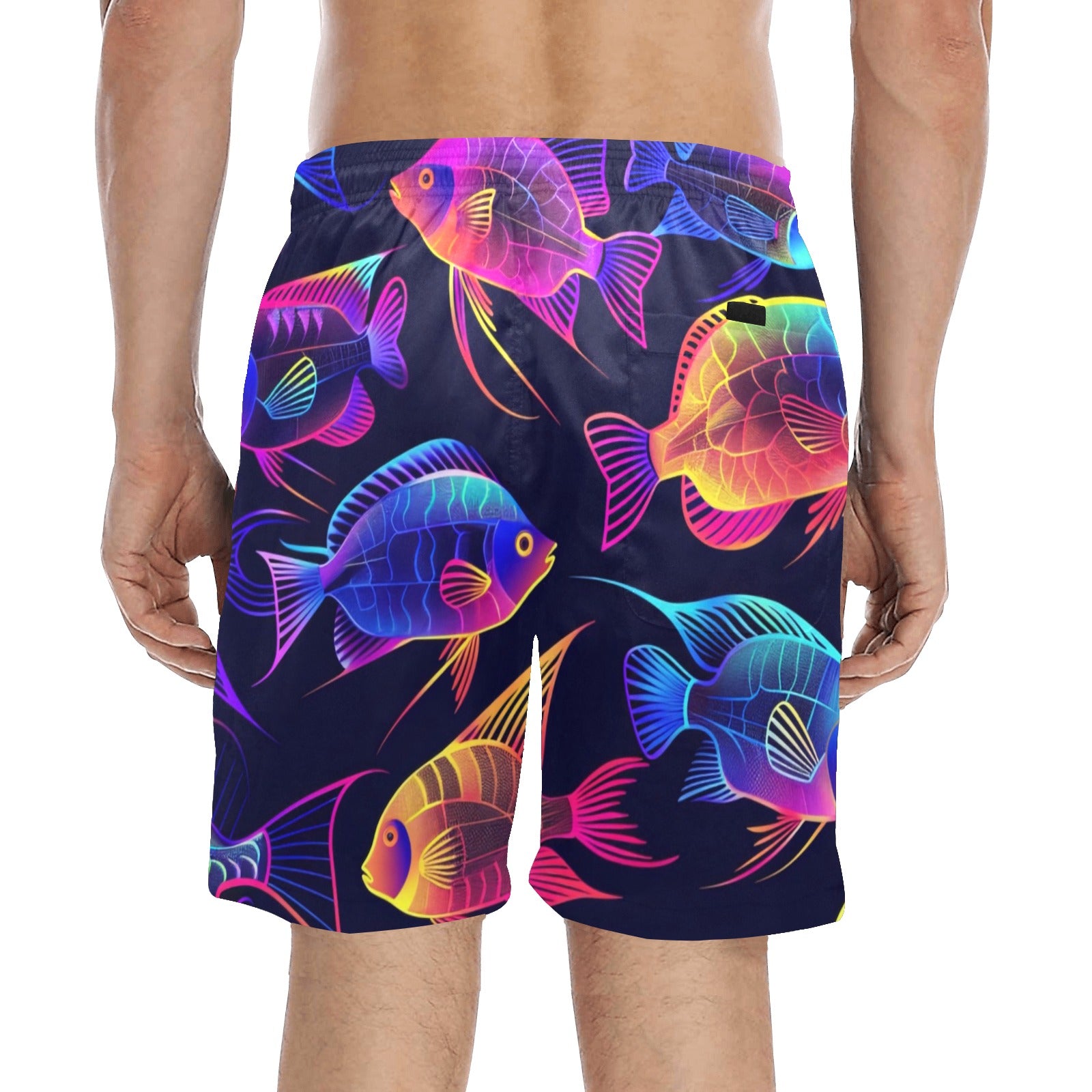 Hawaiian Tropical Fish Men's Mid-Length Beach Shorts