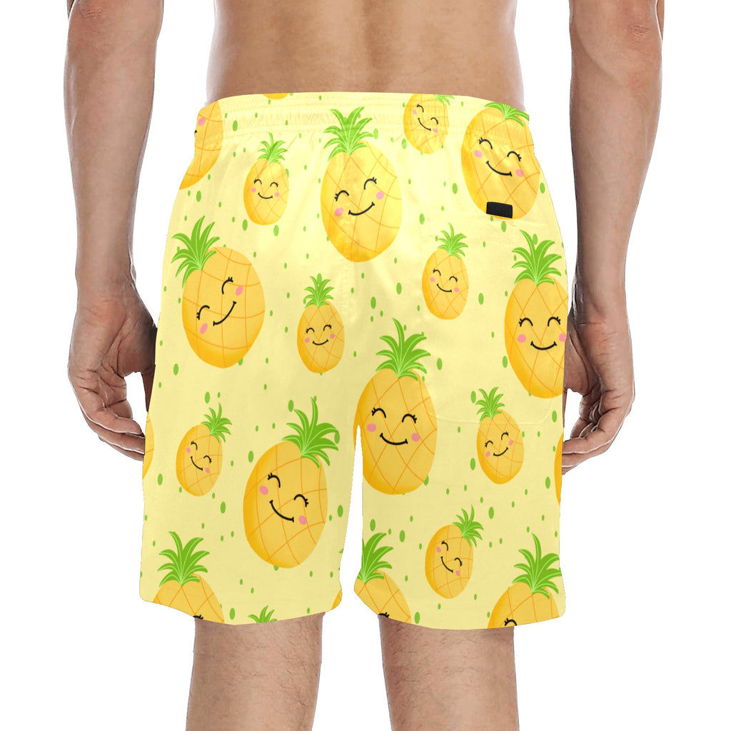 Pineapple Smiles Men's Mid-Length Beach Shorts Free Shipping