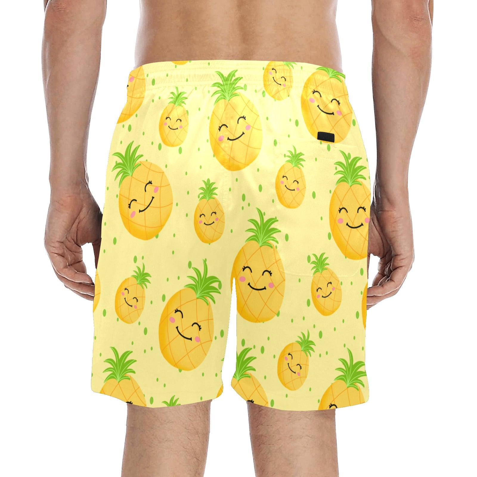 Pineapple Smiles Men's Mid-Length Beach Shorts Free Shipping