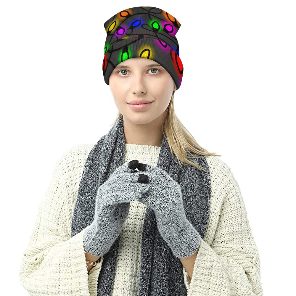 Christmas Lights Full printed knitted hat