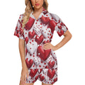 Hearts for You Women's V-Neck Short Pajama Set Made in USA Free shipping