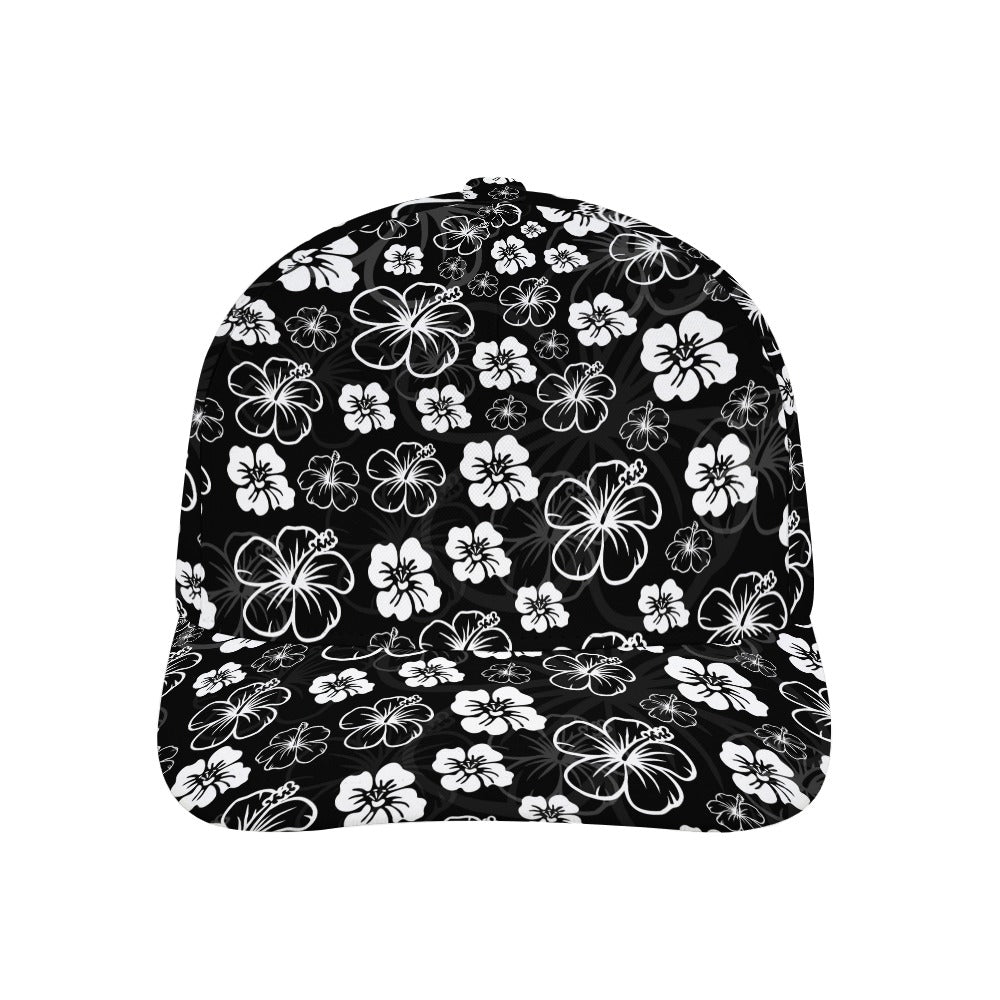 Black Hawaiian Print Baseball Cap Free Shipping