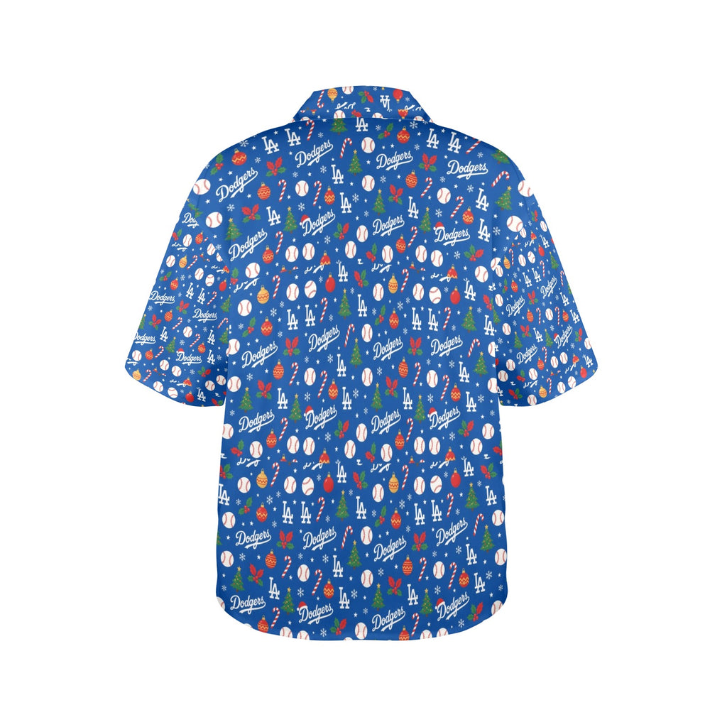 LA Dodgers Christmas Women's All Over Print Hawaiian Shirt （Made in USA Ships to USA Only）