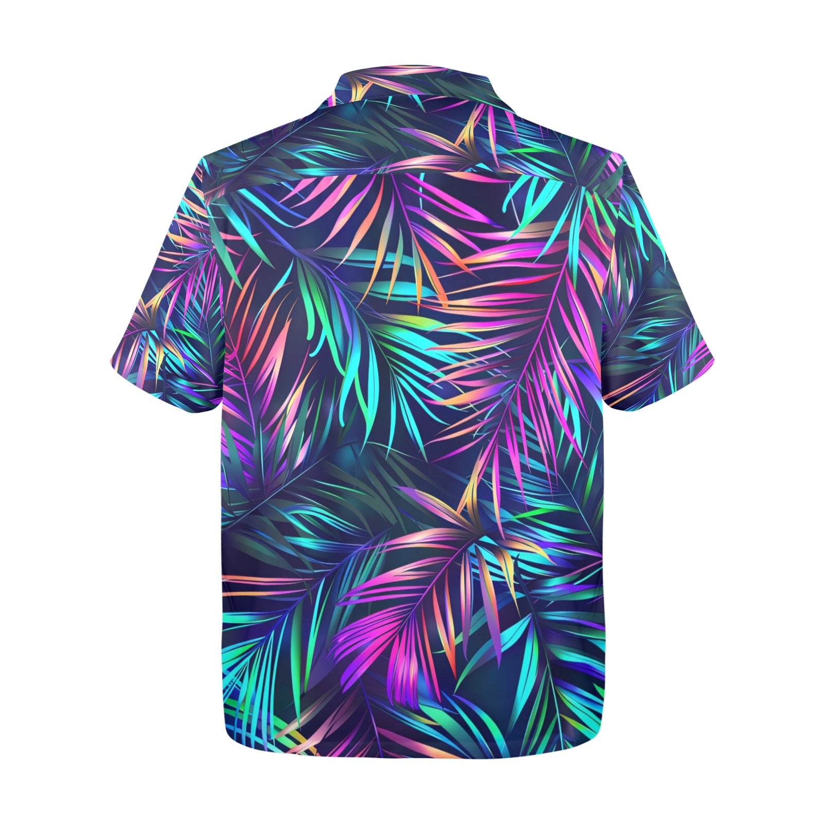 Neon Palms Men's All Over Print Hawaiian Shirt Made In USA Ships to USA Only