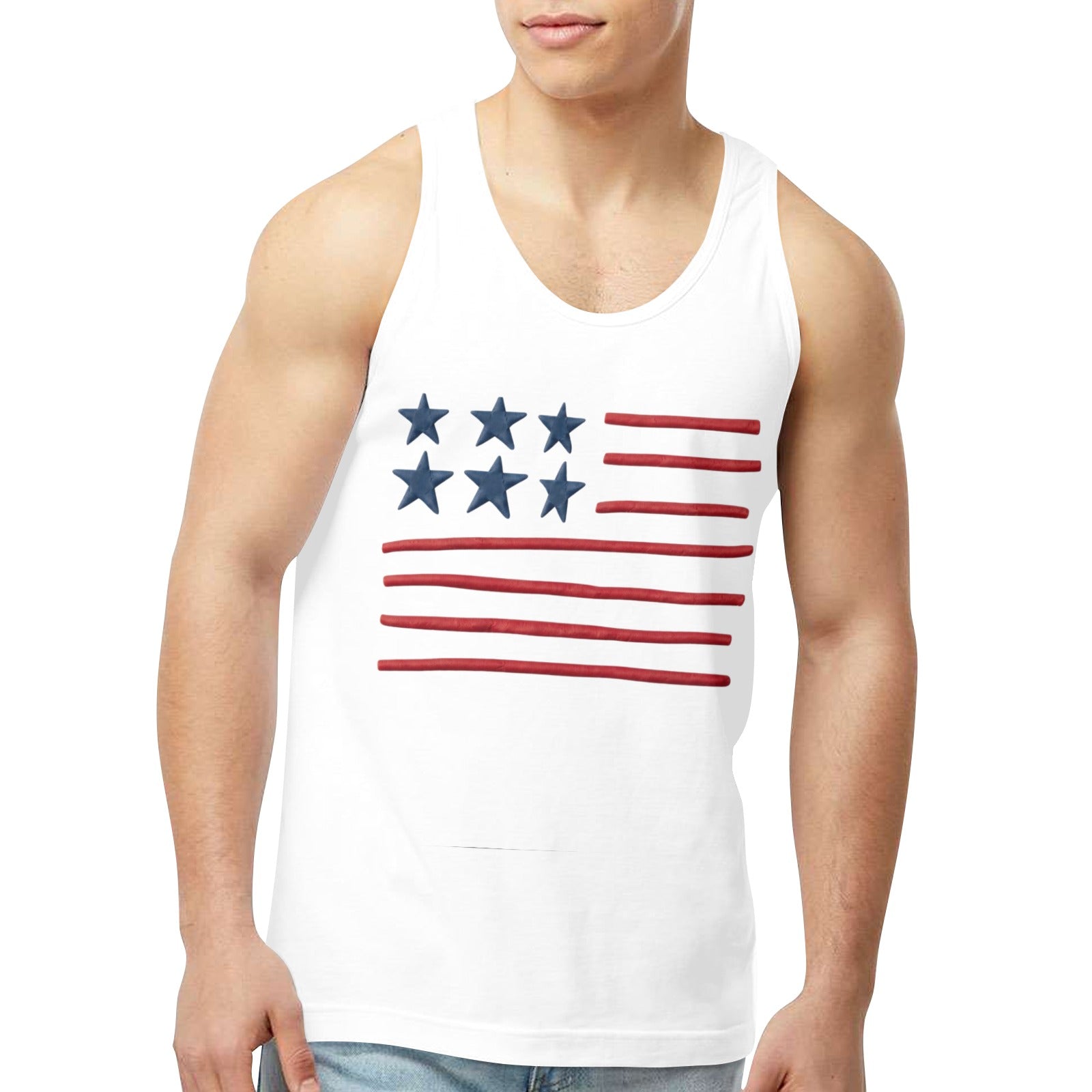 American Flag Style Men's Tank Top Made in USA