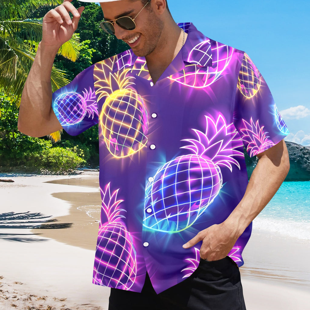Pineapple Men's All Over Print Hawaiian Shirt Made In USA Ships to USA Only
