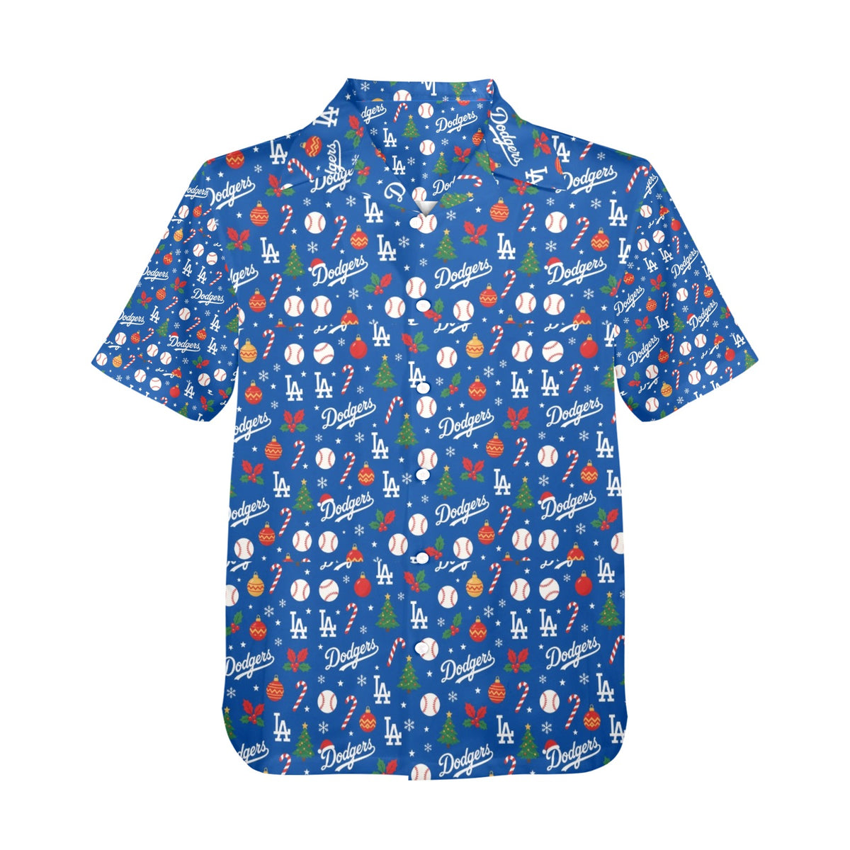 LA Dodgers Christmas Men's All Over Print Hawaiian Shirt Made In USA Ships to USA Only