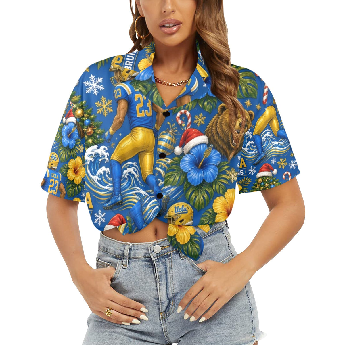 UCLA Christmas Women's All Over Print Hawaiian Shirt （Made in USA Ships to USA Only）