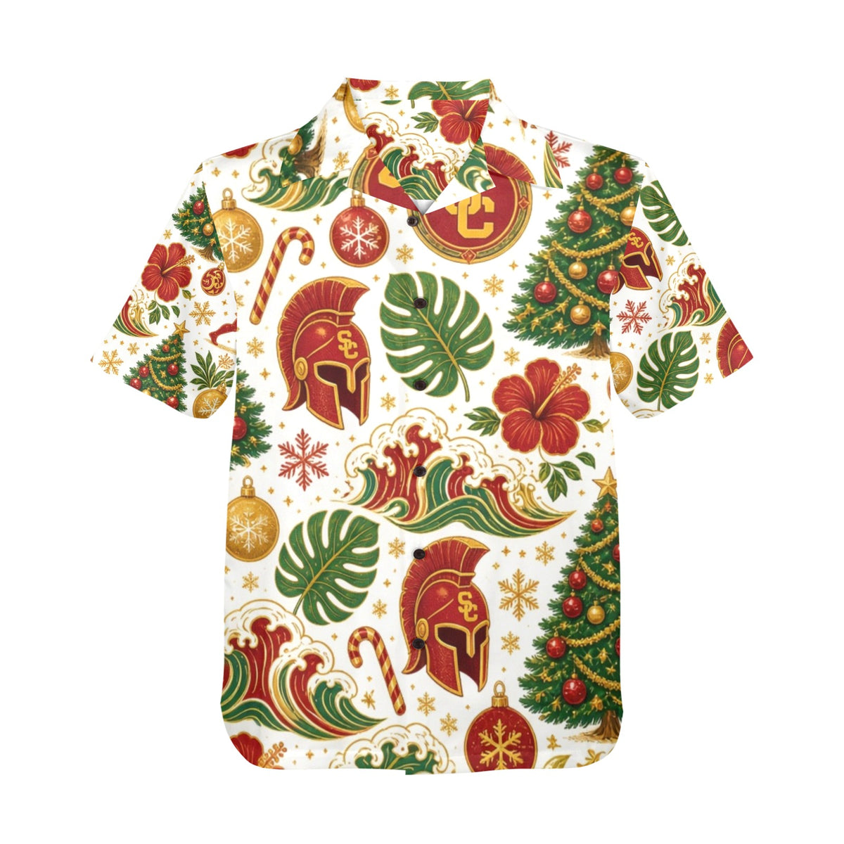 USC Christmas Men's All Over Print Hawaiian Shirt Made In USA Ships to USA Only