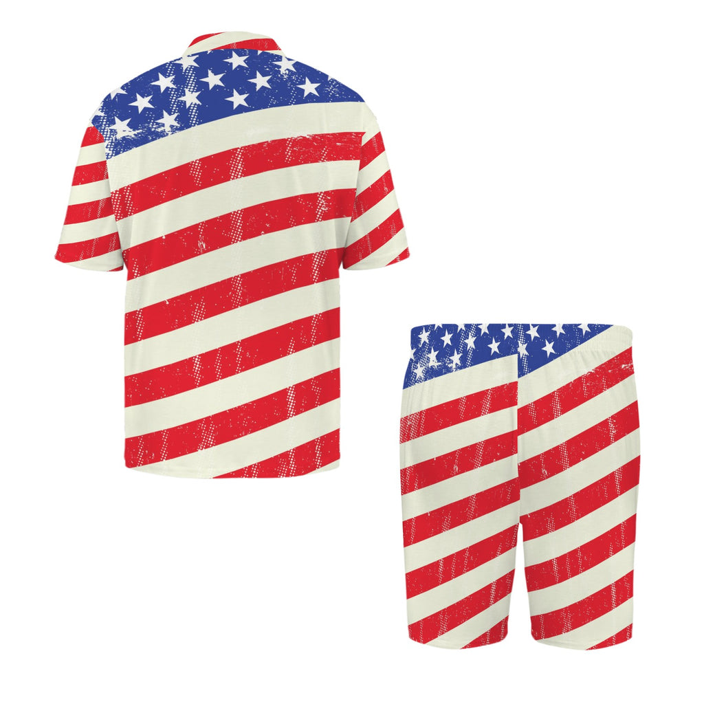 Go USA Men's V-Neck Short Pajama Set (Made in USA，Ships to USA Only)