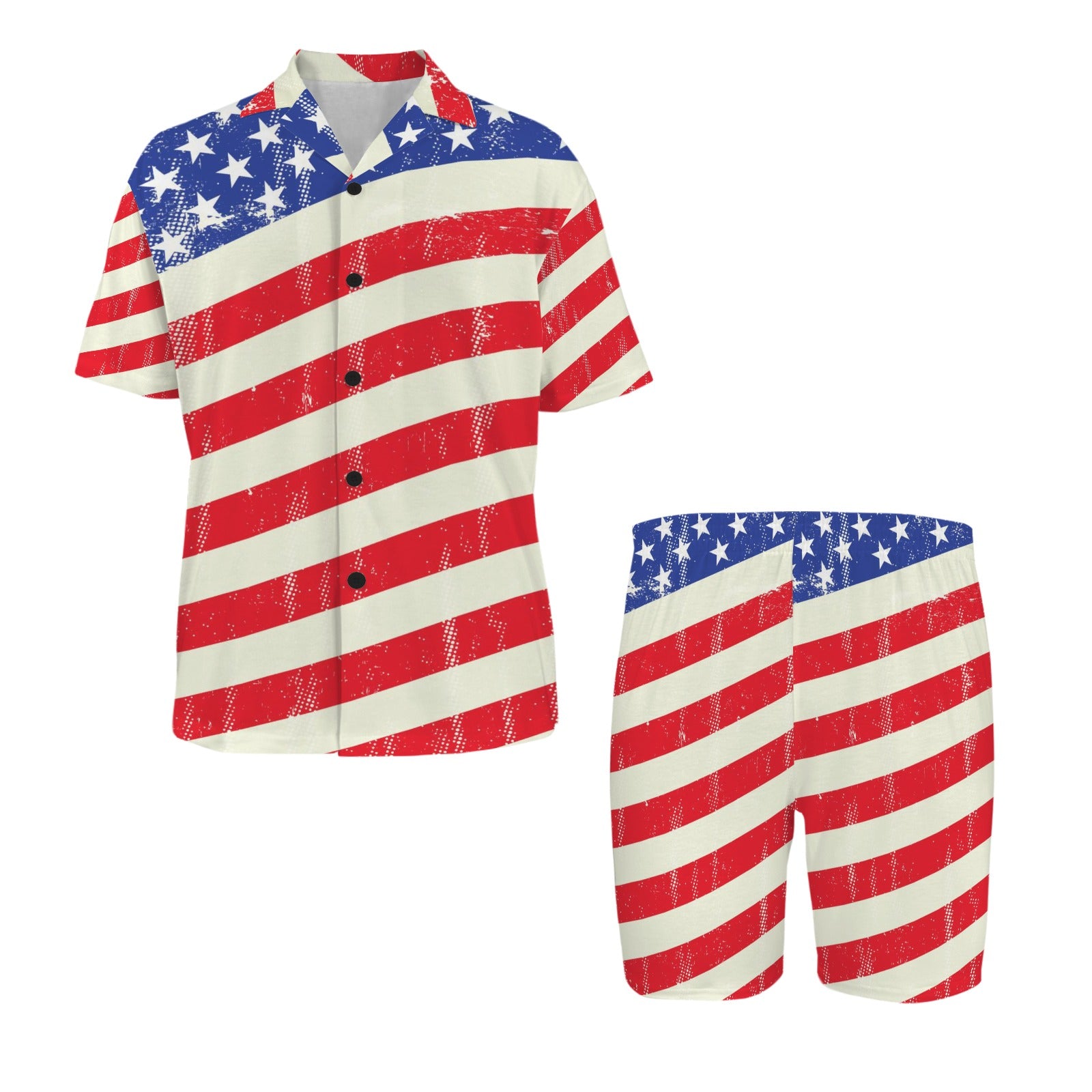 Go USA Men's V-Neck Short Pajama Set (Made in USA，Ships to USA Only)