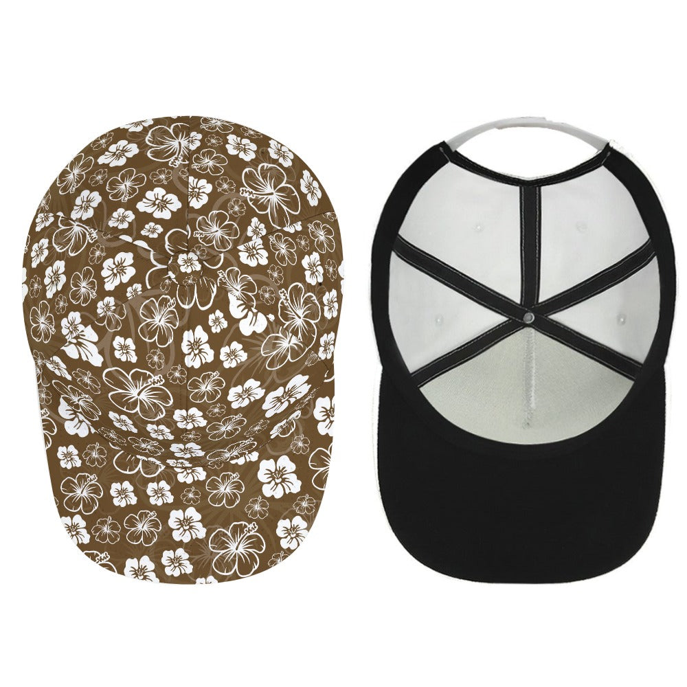 Brown Hawaiian Print Baseball Cap Free Shipping