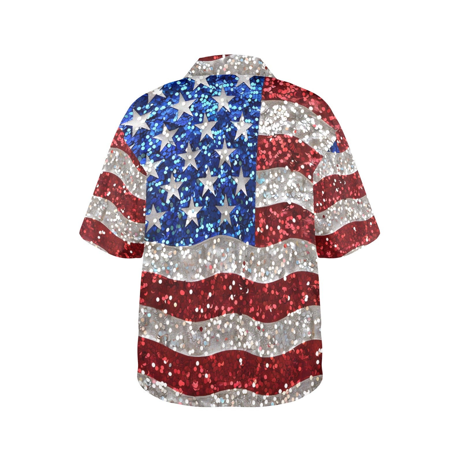 American Flag Style Women's All Over Print Shirt Made in USA