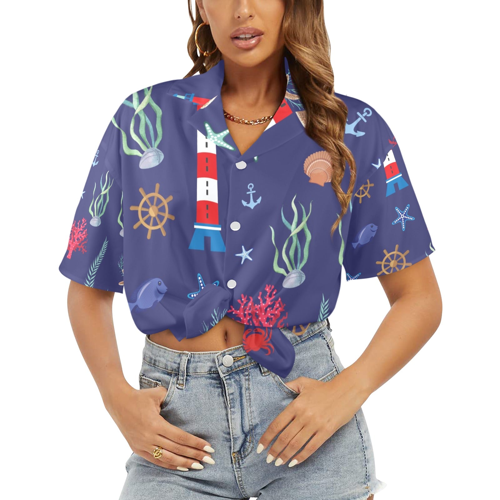 Ocean Scene Women's All Over Print Shirt （Made in USA，Ships to USA Only）Free Shipping