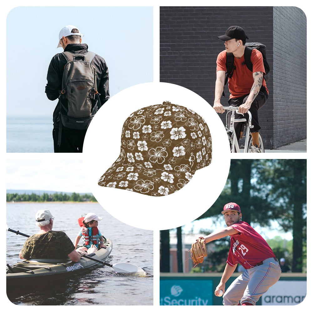Brown Hawaiian Print Baseball Cap Free Shipping