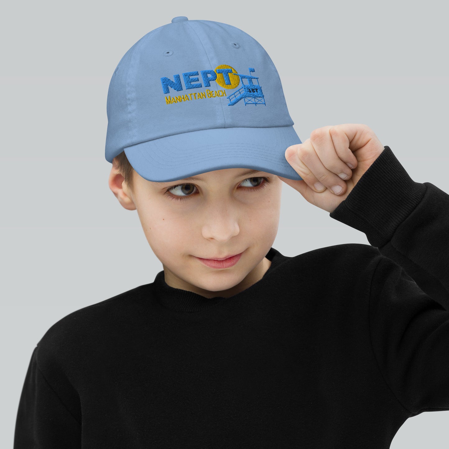 NEPTune Lifeguard Tower Manhattan Beach California Youth baseball cap