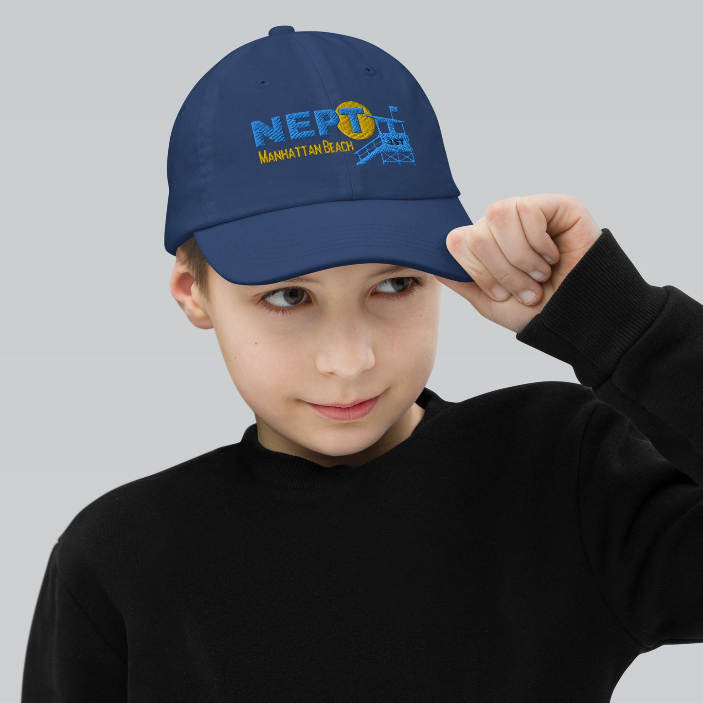 NEPTune Lifeguard Tower Manhattan Beach California Youth baseball cap